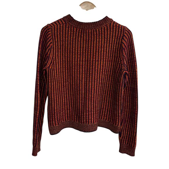 Fall Boho Rib Knit Sweater Cabi Orange Navy Cotton Medium - Picture 4 of 7
